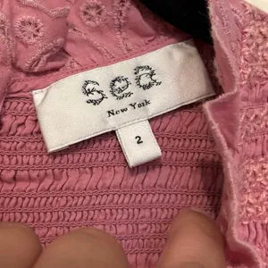 Sea New York 100% Cotton Pink Ingrid Smocked Ruffle Eyelet Midi Dress Size 2 thumbnail 4