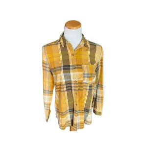 NWT Womens Universal Thread Plaid Yellow Autumn Long Sleeve Shirt - Sz XS thumbnail 3