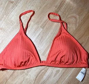 XL Women's Ribbed Crossover Triangle Bikini Top BNWTS thumbnail 1