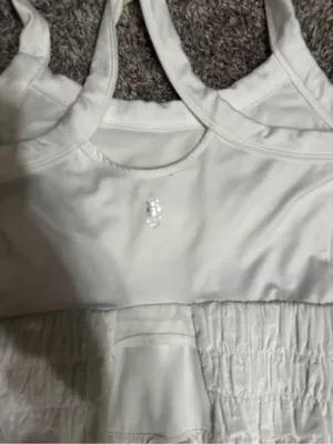 FREE PEOPLE FP Movement Prima Shortsie Romper Jumpsuit White Tiered Small thumbnail 11