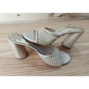 Antonio Melani x The Nat Note Woven Raffia Mesh Block Heel Mules Size 7.5M thumbnail 3