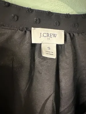 J.Crew Women's Small Black Sheer Swiss Dot Ruffle Neck Blouse Dark fairy dainty thumbnail 4