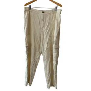 Anthropologie Pilcro Linen Cargo Pants Ivory Wide Leg NWT XL thumbnail 4