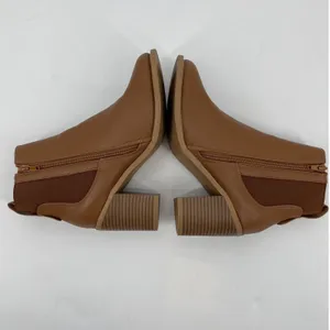 Women's Ankle Boots Chelsea Booties Side Zip Elastic Block Heel‎ Brown Size 8.5 thumbnail 5