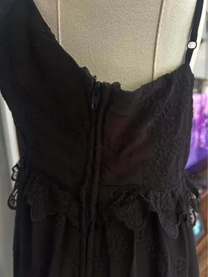 Blue Rain Francesca’s Black Embroidered Eyelet Maxi Dress Size Medium thumbnail 5