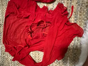 Red sheer blouse top Size M thumbnail 3