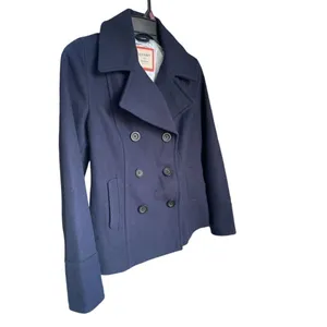 NWT Old Navy Wool Blend Double Breasted Button Down Peacoat Navy Blue M thumbnail 5