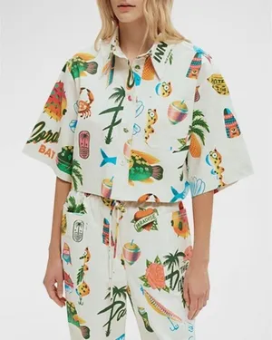 NWT ALEMAIS x Alan Berry Rhys Samaki Cropped Organic Cotton Shirt Women's Size 0 thumbnail 1