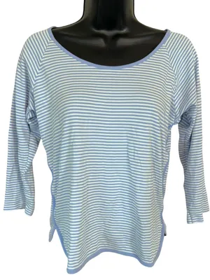 LAKE Pima Cotton Long-Long Pajama Set Hydrangea Preppy Blue Stripe thumbnail 3