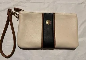 Stone‎ and Co. Leather Wristlet- Tan and Black with brown leather wrist strap thumbnail 1