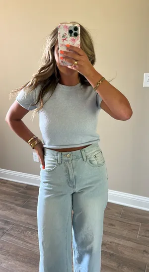 Cropped Sweater Top Gray thumbnail 1