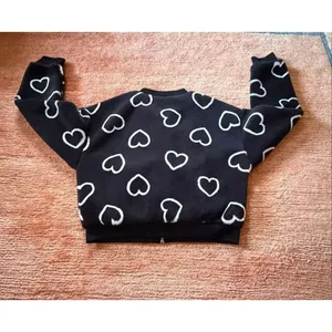 No Boundaries Heart Print Faux Fur Bomber Jacket Size M thumbnail 10
