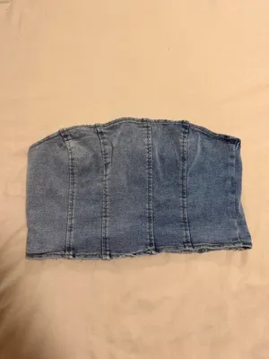 SheIn Denim Tube Top - Light Blue thumbnail 2