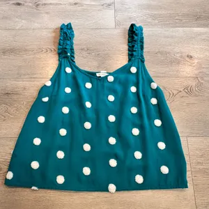 Blu Pepper Pom Pom Tank Top Sleeveless Casual Summer Teal Top Size Large‎ L thumbnail 1