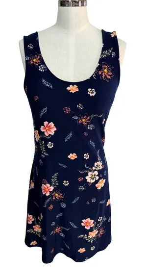 Mudd Dress Floral Sleeveless Midi Women's S Navy Blue Boho Summer Y2K thumbnail 1