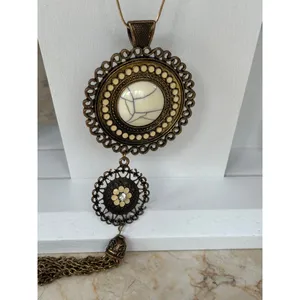 Bronze & Gold Multi-Style Pendant Necklace Set- 5 piece set thumbnail 6