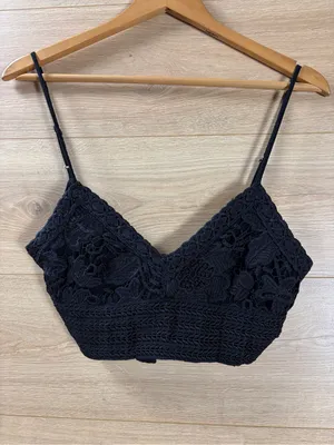 Aeropostale Black Lace Cropped Brami Top -Small thumbnail 2
