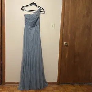 Monique Lhuillier Bridesmaid‎ One Shoulder Gown Sea Tulle 450390 Size 2 thumbnail 3