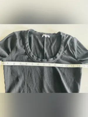 Reformation Paige Ribbed Knit Scoop Neck Long Sleeve Crop Top Black S thumbnail 7