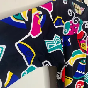 Vintage Bright 90s Pullover Cotton Sz XL Geometric Pattern Black thumbnail 8