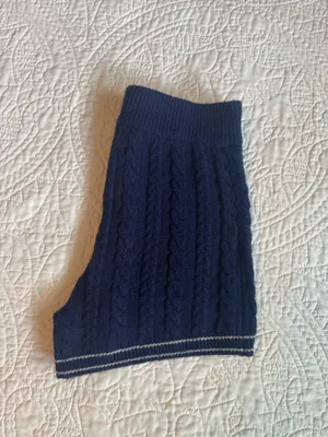 Victoria's Secret PINK navy blue cable knit shorts with white stitching thumbnail 5