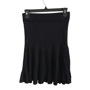 Free People Ribbed Knit Mini Skirt Womens Small Black Coquette Flounce Skater thumbnail 4