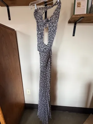 A.L.C. Frank Macpherson tie front halter cut out black and white maxi dress 2 thumbnail 6