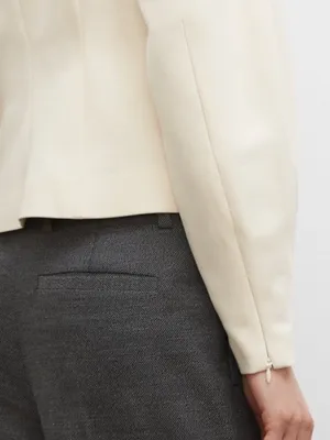 Club Monaco Square Neck Sculptural Sleeve Top in Egret thumbnail 4