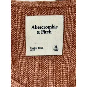 Abercrombie & Fitch Brown Ribbed Knit Long Sleeve Oversized V-Neck Sweater Sz XL thumbnail 4