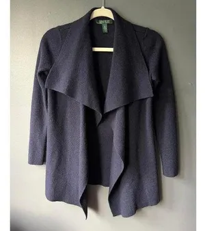 Lauren Ralph Lauren Women's Open Front Cardigan - Size M - Navy Blue thumbnail 1