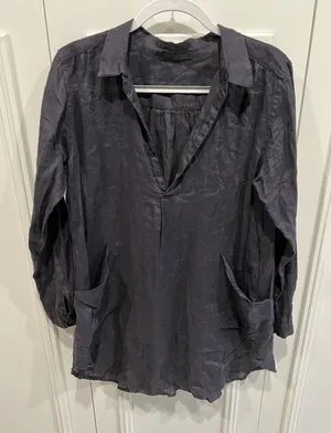 CP Shades Womens Black Linen Tunic Size Small Pockets Lagenlook Beach Minimalist thumbnail 1