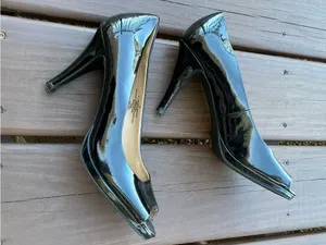 Merona Patent Leather Peep-Toe High Heels in Black🖤 thumbnail 10
