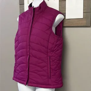 Land’s End Women’s Fuchsia Black Sleeveless Full Zip Puffer Nylon Vest-Small 6-8 thumbnail 2