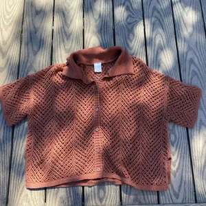 Wild Fable size small brown crochet beach coverup button up polo thumbnail 1