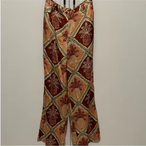 Farm Rio Floral Patterned pineapple Wide-Leg Pants‎ size small thumbnail 2