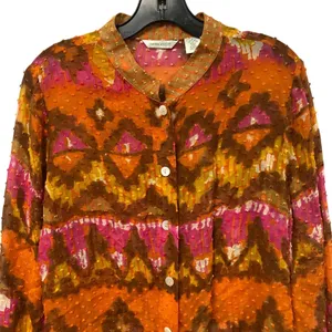 Vtg Laura Ashley Women Silk Cotton Blend Abstract Print Long Sleeve Blouse Top thumbnail 3