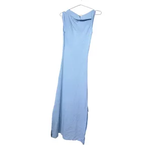 Lioness Original Sin Dress Baby Blue Ribbed One Shoulder Slit Midi Dress Small thumbnail 4