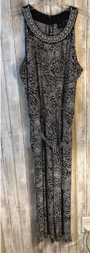 Rafaella Black White‎ Abstract Print Sleeveless Jumpsuit Size Large thumbnail 1