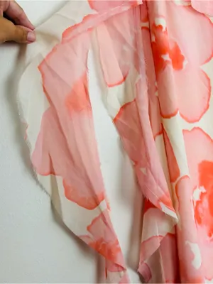 NWT ASOS Chiffon Bold Floral Romantic Ruffle Midi Dress White and Peachy Pink 6 thumbnail 4