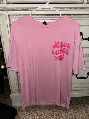 SheIn Jesus Loves You Tee thumbnail 1
