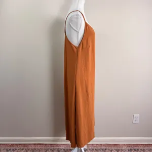 See You Monday Rust Orange Crinkle Midi Dress Womens Medium NWT Spaghetti Strap thumbnail 2