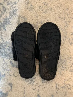Black Furry Fuzzy Slip On Slippers thumbnail 2