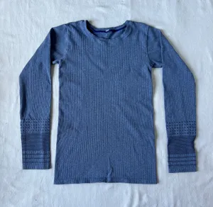 Alo Blue Ribbed Long Sleeve Workout Shirt thumbnail 1