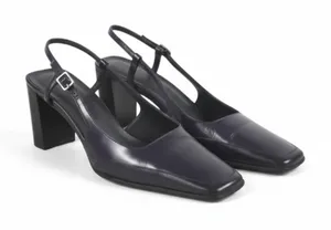 COACH VTG Italian Leather Slingback Pump Heels Sz 8 B Black/Plum Party Rare Y2K thumbnail 1