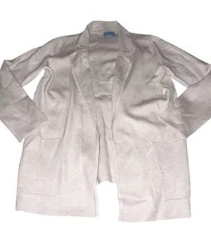 CeCe Ladies Open Front Knit Collared Sweater Cardigan Blazer Tan Beige M EUC thumbnail 1