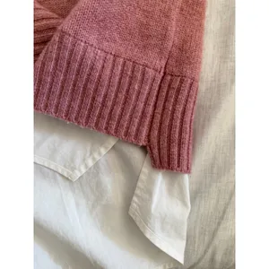 Brochu Walker Layered Look Cashmere Sweater Womens L Pink White Crewneck thumbnail 5
