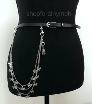 Vintage Y2K Gummy Bear Butterfly Chain Belt, Fits 33–36 Inches, X7GA1195 thumbnail 1