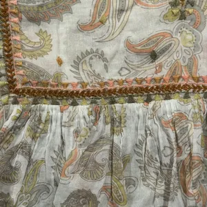 World Market Top Floral Paisley Boho Cottage Prairie Peasant Puff Sleeve S/M thumbnail 7