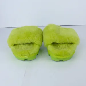UGG Cozette Slides Womens 8 Electric Lime Sheepskin Fur Slip On Sandals Y2K thumbnail 6