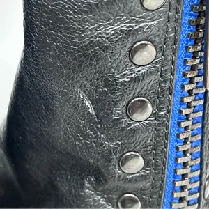 Steve Madden Temmpt Black Leather Mid Rise Boots 8M moto back zipper thumbnail 14